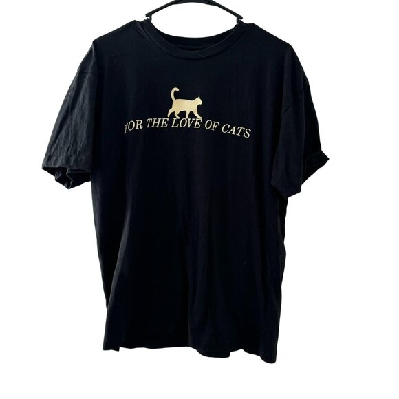 Women's Large Black Short Sleeve The Meow Cafe "For The Love Of Cats" - Picture 1 of 3